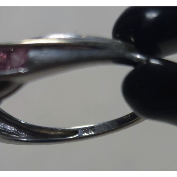 10K White Gold Princess Cut Ring Size 7 – Pink/Purple Gemstone Band Elegant Gift - Picture 4 of 5